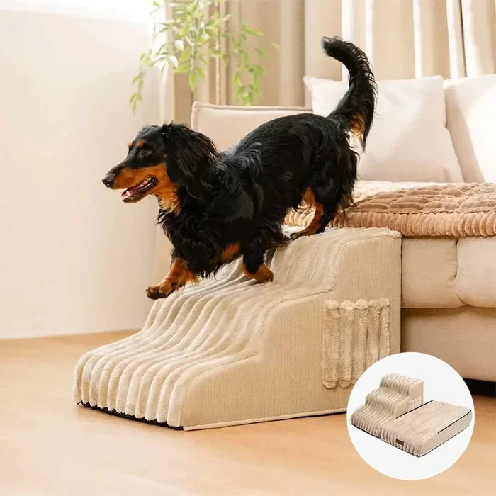 2 in 1 Fluffy Plush Sponge Detachable Pet Stair＆Bed – CreamyRamp