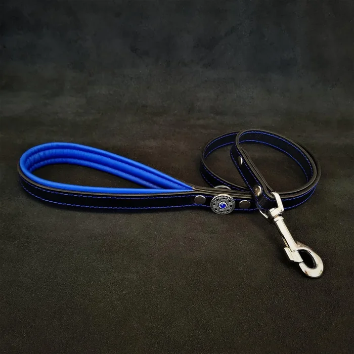 ‘Guinzaglio in pelle Bijou blu’