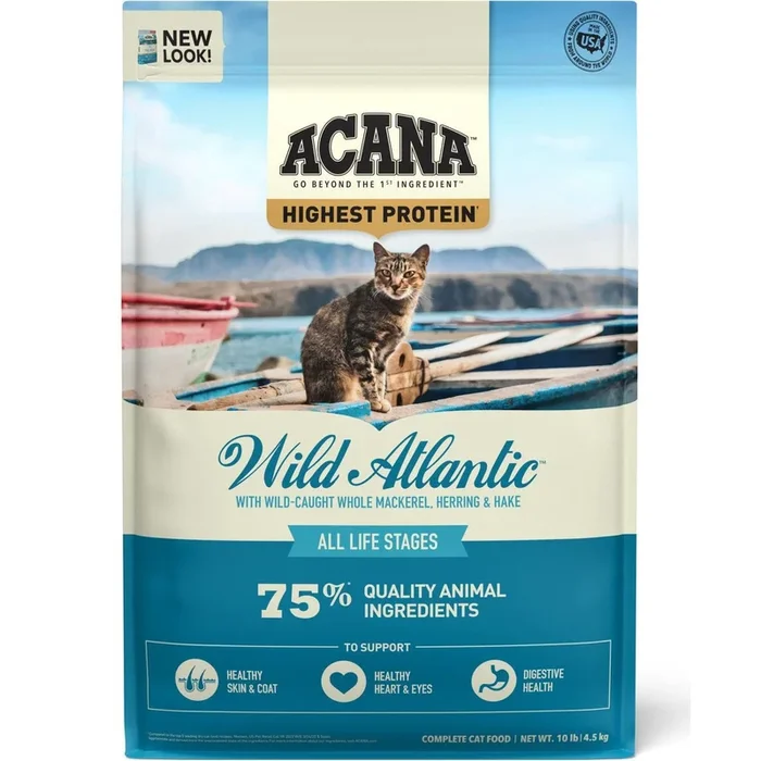 Acana Highest Protein Wild Atlantic Dry Cat Food – Mackerel, Herring, & Hake – 4lb Bag