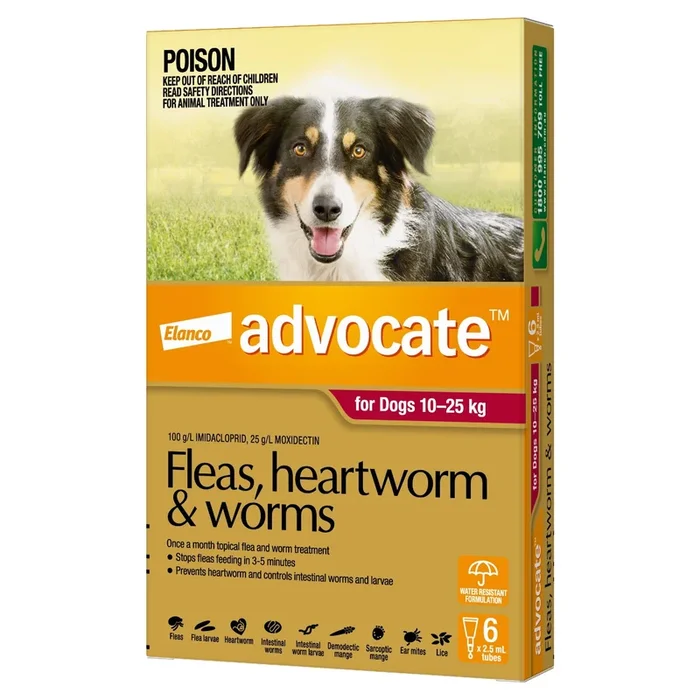 Advocate Dog 10-25 Kg Red 6’s