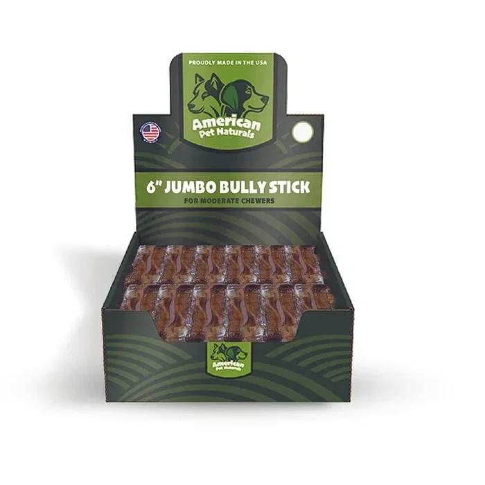 American Pet Naturals Grain-Free Jumbo Dog Bully Sticks – 6 Inch – 35 Count