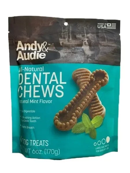 Andy & Audie All-Natural Assorted Dental Chew Treats – 24 Count, 6 oz