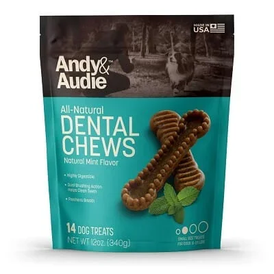 Andy & Audie All-Natural Dental Chews Natural Mint Flavor Small Treats – 11 Count, 6 oz