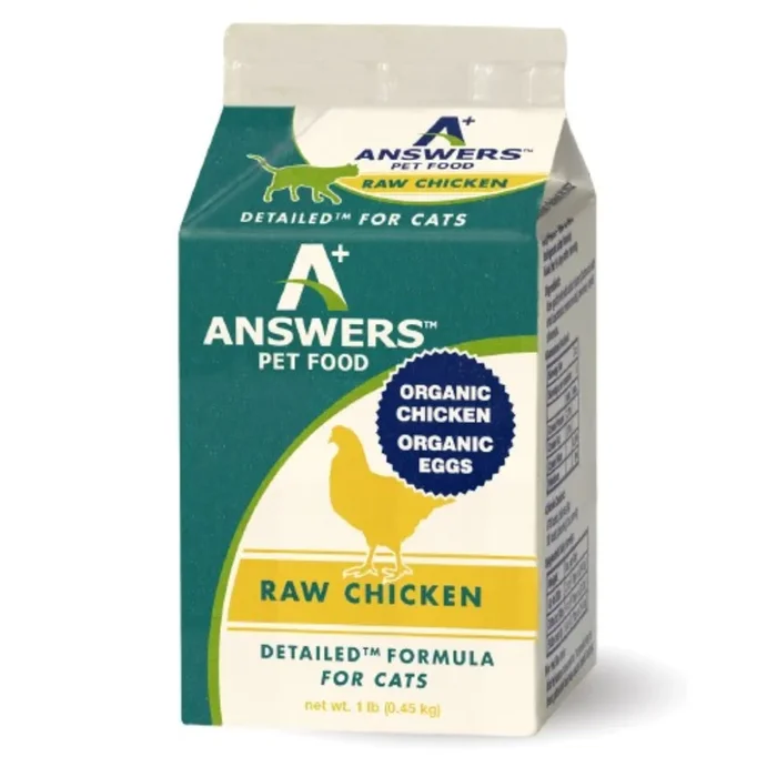 Answers Detailed Formula Raw Chicken Frozen Cat Food, 1-lb