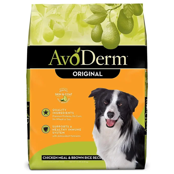 AvoDerm Original Dry Dog Food – Chicken & Brown Rice – 15lb Bag