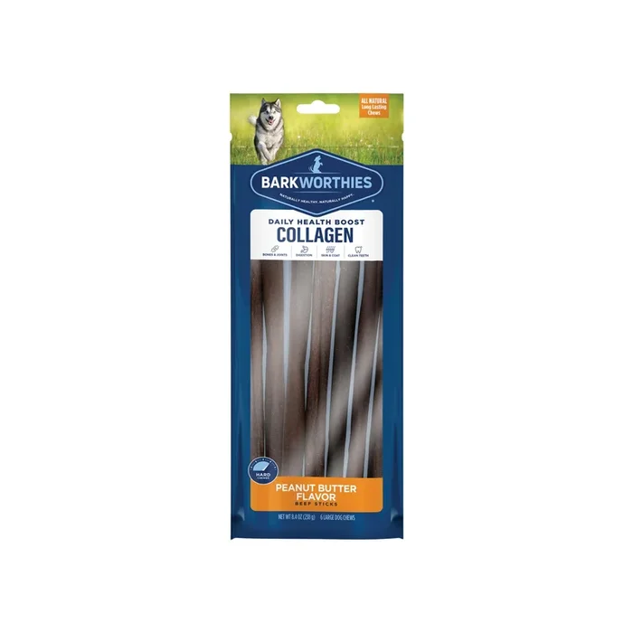 Barkworthies Peanut Butter Collagen Beef Sticks Dog Chews
