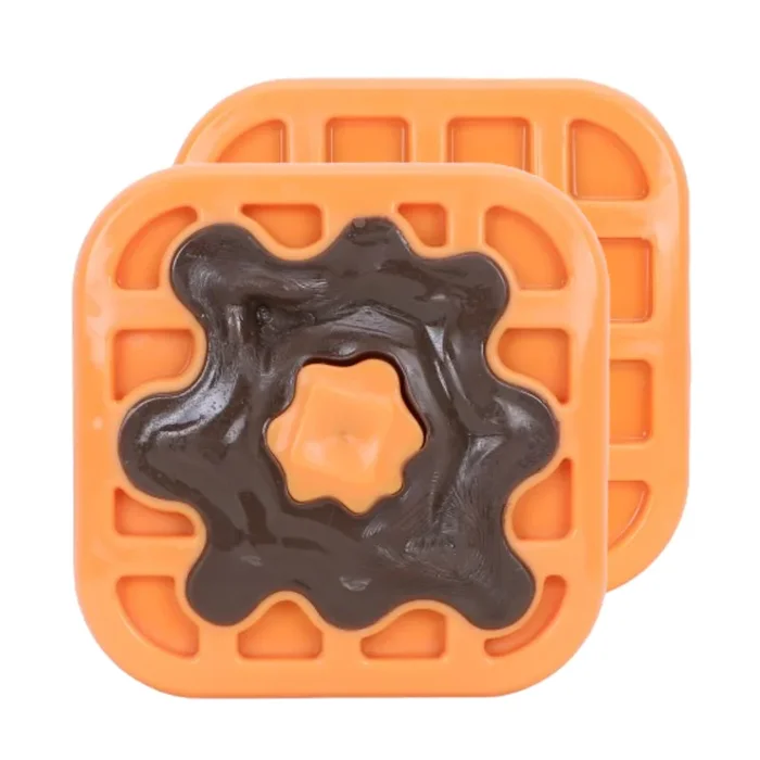 BASIL Wagtastic TPR Dog Chew Toy, Waffle with Nylon Topping – Orange & Brown, Durable Teething & Interactive Toy for Dogs & Puppies