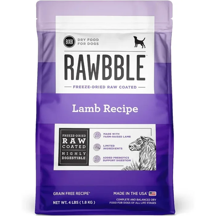 Bixbi Rawbble Dry Dog Food – Lamb – 4lb Bag