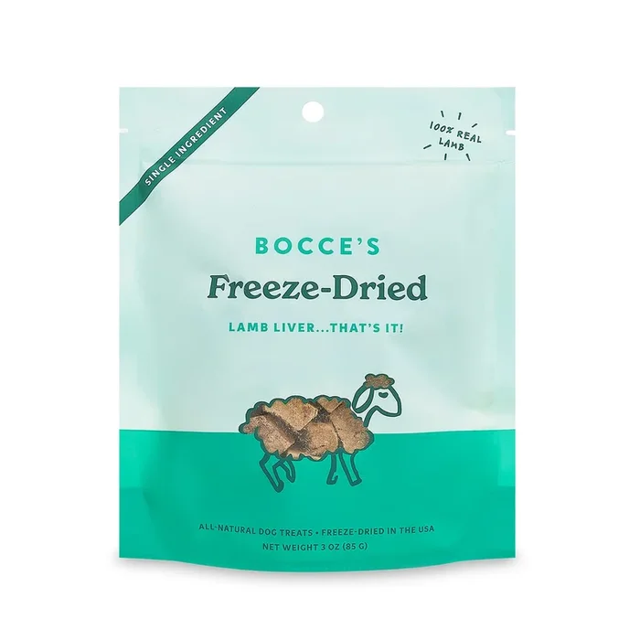 Bocce’s Bakery Made in USA Limited Ingredient Diet Lamb Liver Freeze-Dried Dog Treats – 3 Oz