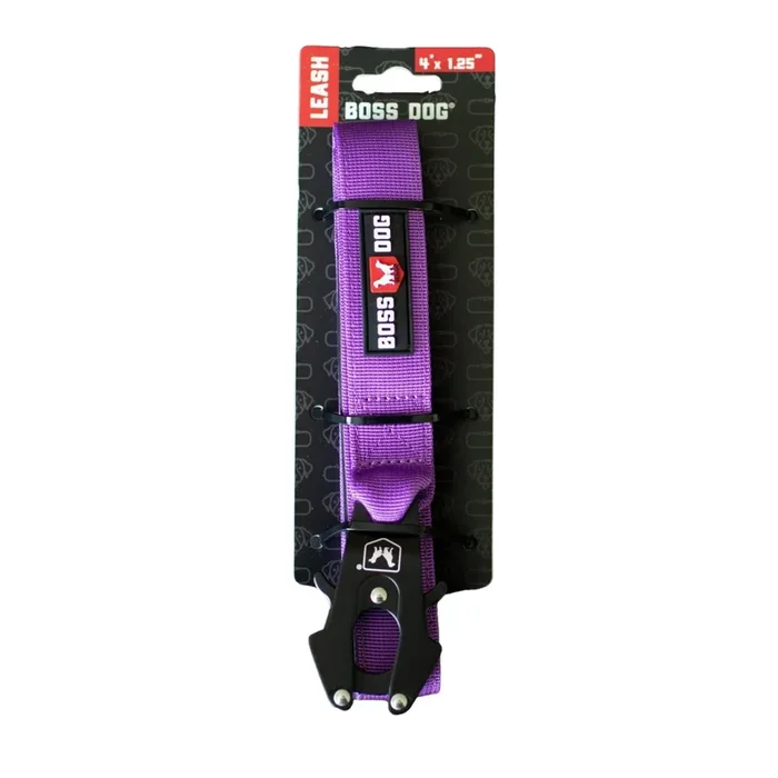 Boss Dog Solid Purple Tactical Dog Leash 4′ x 1.25″ Wide