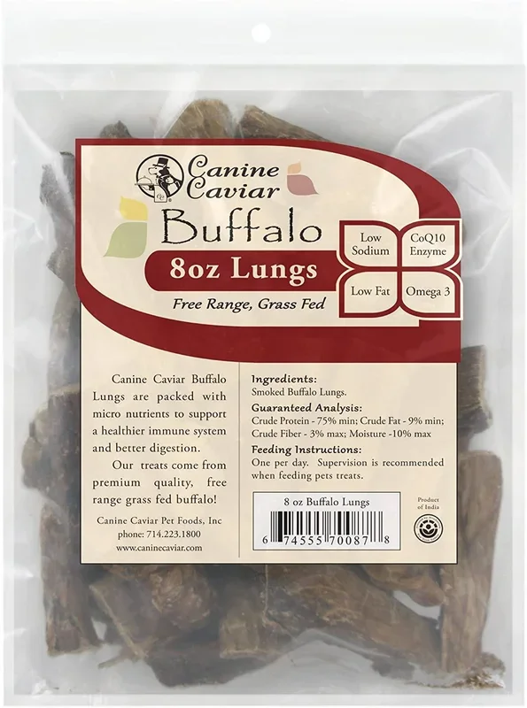 Canine Caviar Buffalo Lungs Natural Dog Chews – 8 oz