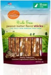 Canine Naturals Hide Free Peanut Butter Chews Sticks for Dogs