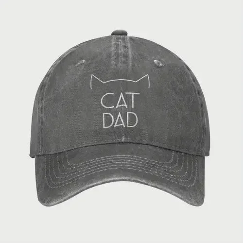 Cat Dad Baseball Hat Grey
