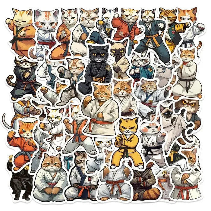 Cat Kung Fu Tawkwondo Sticker Small Assorted
