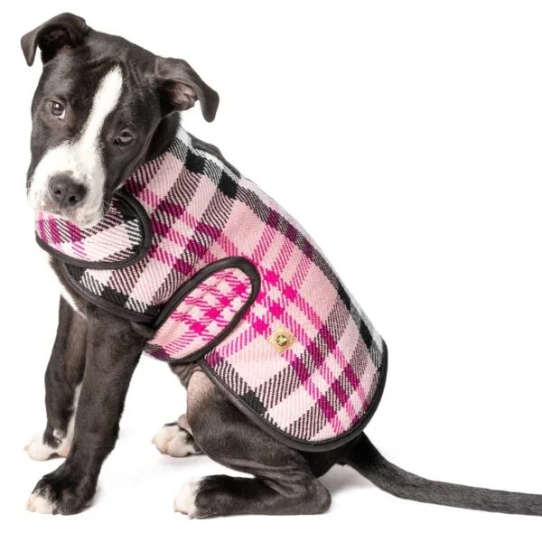 Chilly Dog Pink Plaid Blanket Dog Coat
