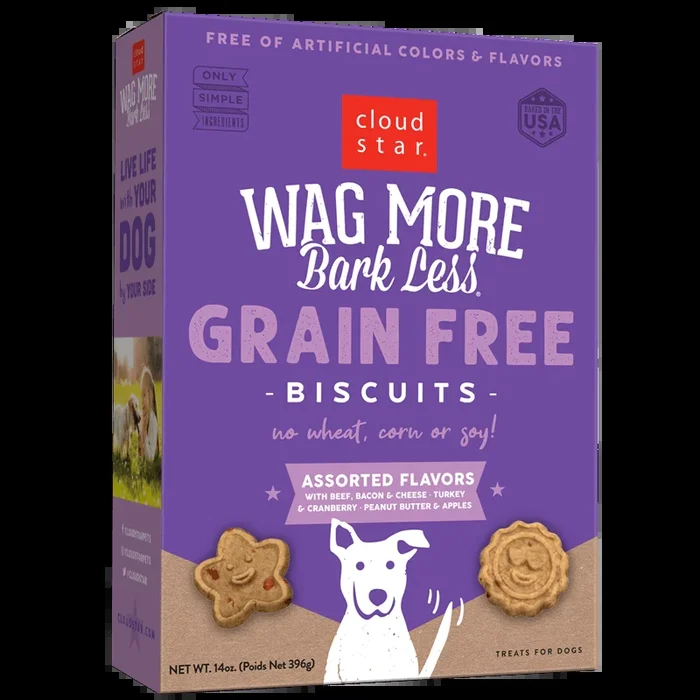 Cloud Star Wag More Bark Less Crunchy Grain Free Dog Treats, Assorted Flavors