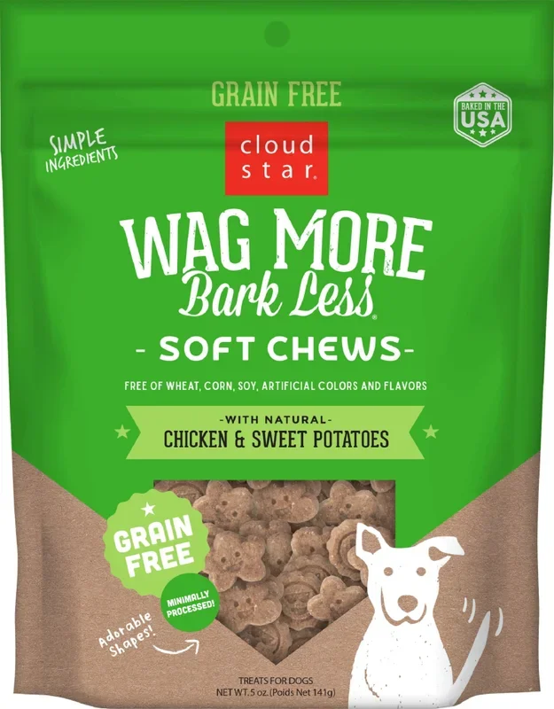 Cloud Star Wag More Bark Less Grain-Free Soft & Chewy with Chicken & Sweet Potato Dog Treats, 5-oz