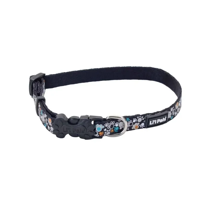 Coastal Pet Products Li’l Pals® Reflective Dog Collar, Teal Orange Paws, 3/8