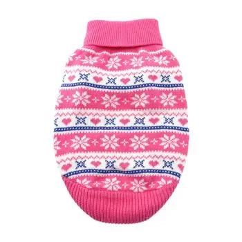 Combed Cotton Snowflakes and Hearts Dog Sweater