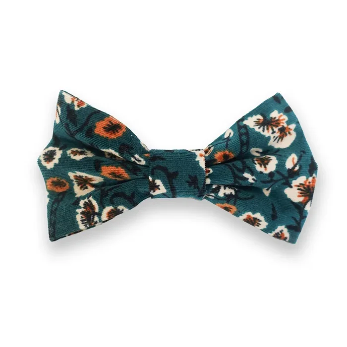 Corduroy Floral Dog Bow Tie