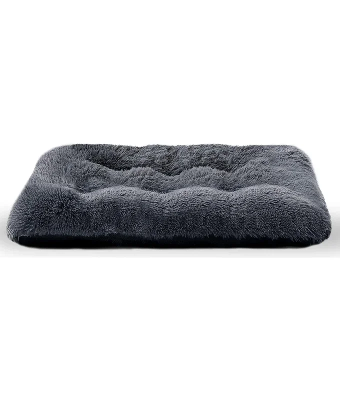 Cuddlove – Crate Mattress for Dogs, Plush Dark Grey Faux Fur, Washable – Medium, Large
