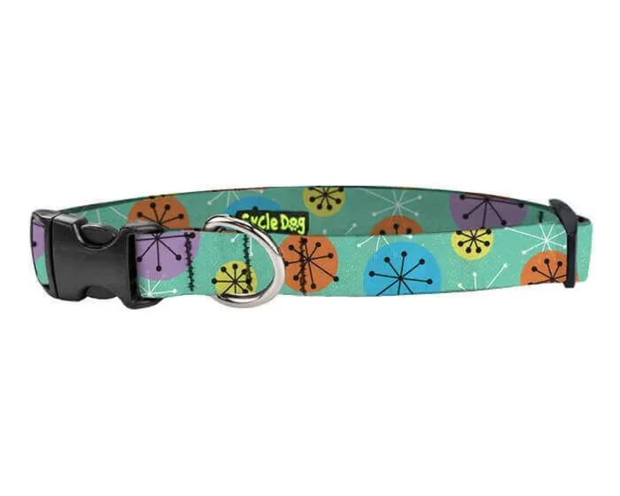 Cycle Dog Ecoweave SkinnyWidth Collar with Plastic Buckle for Dogs, Atomic Starburst