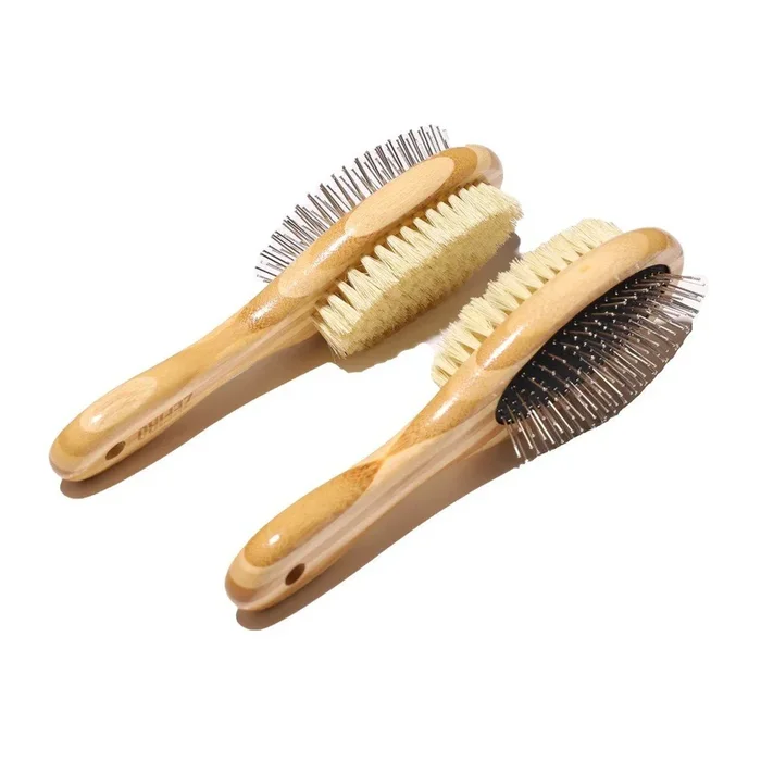 Double-Sided Dog Brush Made of Plant Fibers