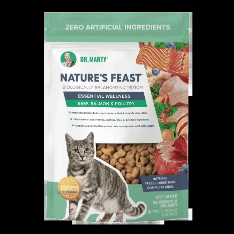 Dr. Marty Nature’s Feast Essential Wellness Beef, Salmon and Poultry Freeze Dried Raw Cat Food