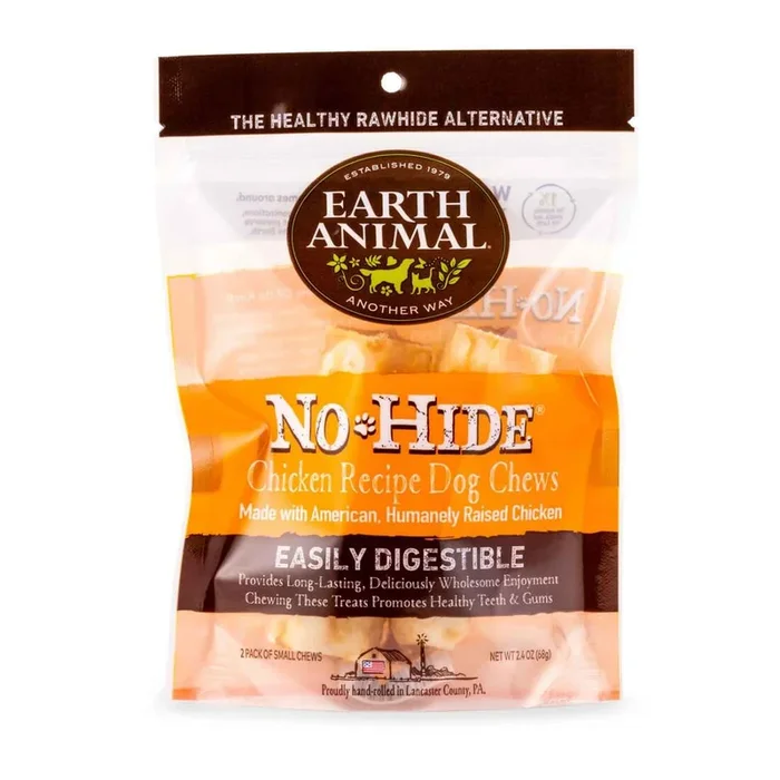 Earth Animal No-Hide Cage-Free Chicken Small Natural Rawhide Alternative Dog Chews, 2 Pack