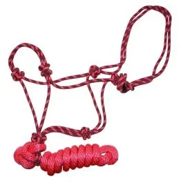 Epic Animal Rope Halter, 5/16″ 8′ Pink/Black, Brass Plated Bolt Snap