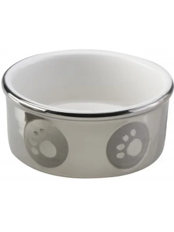 Ethical Pet Spot Titanium Stoneware Dish Dog, Paw Print, 7-in
