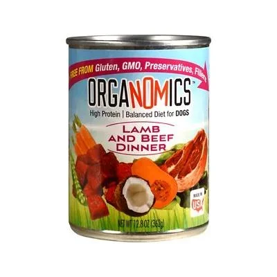 Evanger’s Organomics Lamb and Beef Dinner Canned Dog Food – 12.8 Oz – Case of 12