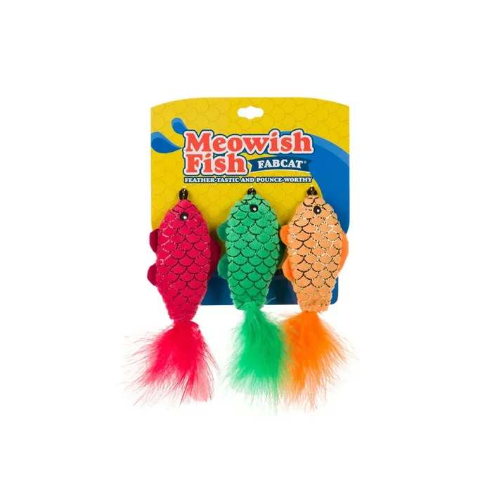 FabCat Meowish Fish Foodie Cat Toy – 3 Pack