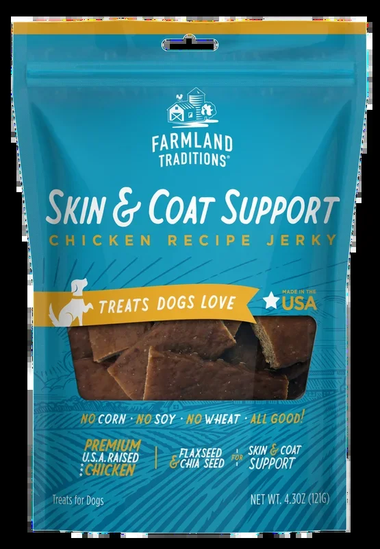 Farmland Traditions Skin & Coat Support Chicken Recipe Jerky Dog Treats