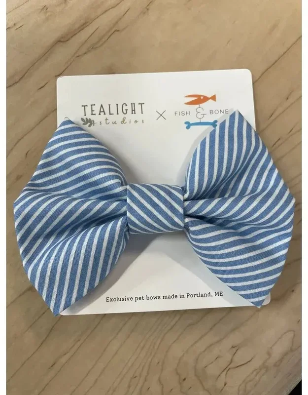 FISH & BONE Bow Tie Blue Stripe