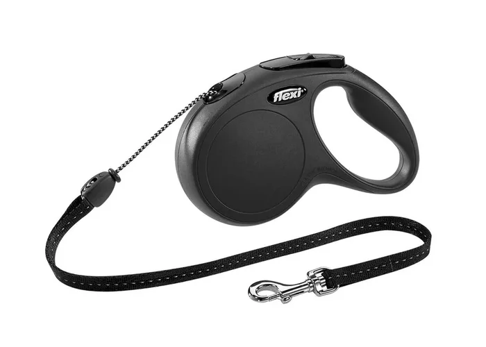 Flexi New Classic Retractable Leash, Medium, Cord, 16 Feet, Black
