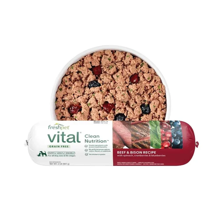 Freshpet Vital, Fresh Dog Food, Grain Free Beef & Bison Recipe Roll, 2 Pounds – Not Available for De