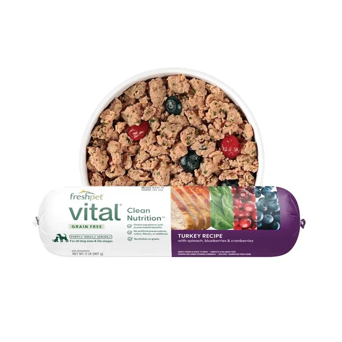 Freshpet Vital, Fresh Dog Food, Grain Free Turkey Recipe Roll, 2 Pounds – Not Available for Delivery