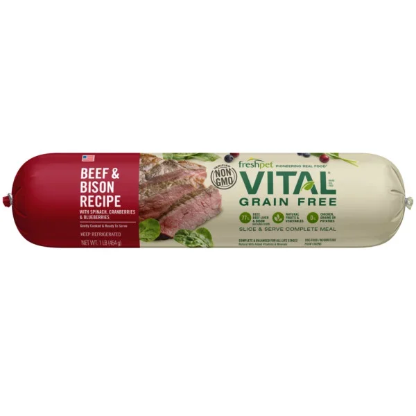 Freshpet Vital Grain Free Beef & Bison Recipe with Spinach, Cranberries & Blueberries Refrigerated Dog Food