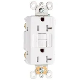 GFCI Receptacle, Duplex, 20A, White