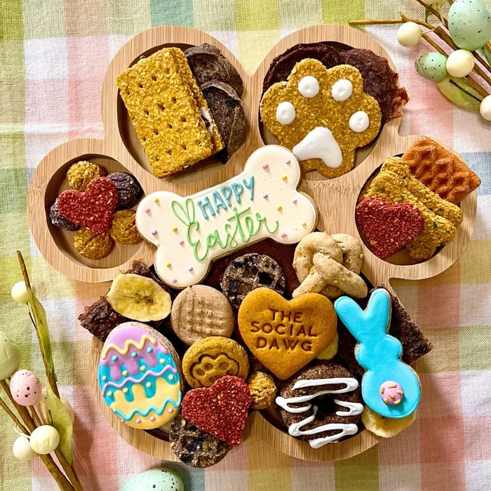 Happy Easter Paw Shaped Dog Barkuterie Board