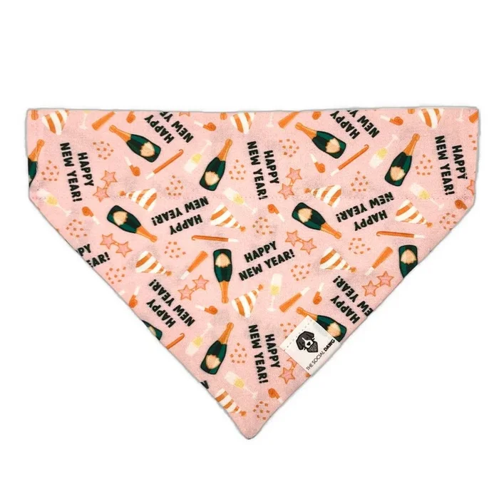 Happy New Year Slip-On Dog Bandana – Pink