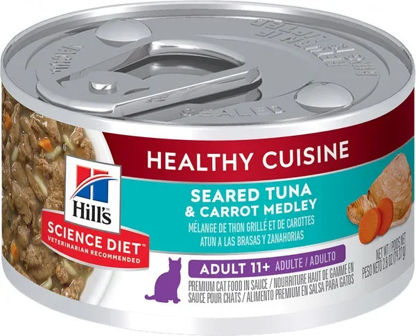 Hill’s Science Diet Healthy Senior Cuisine Adult 11+ Seared Tuna & Carrot Medley Canned Cat Food