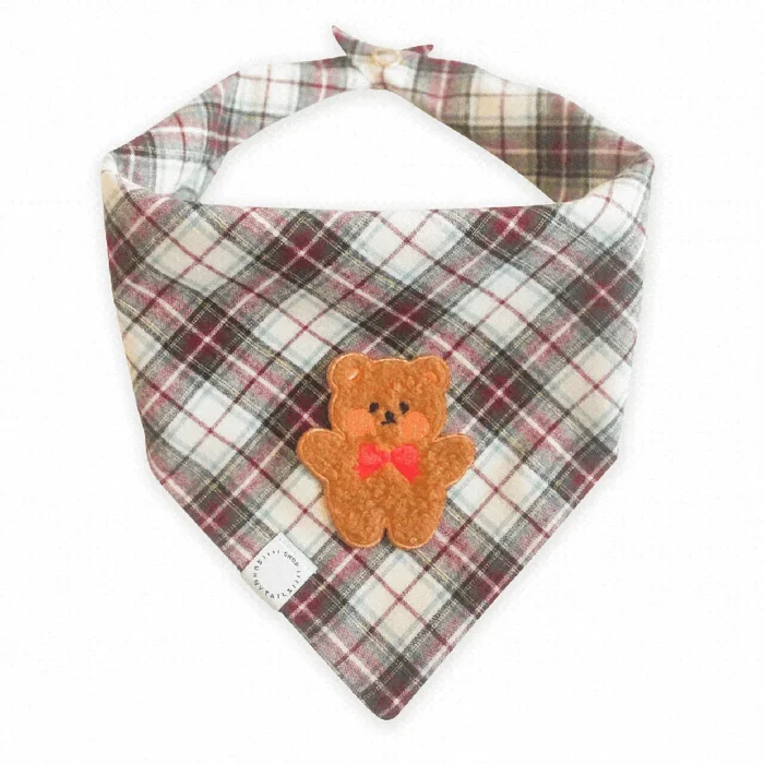 Holly Jolly Plaid Teddy Dog Bandana