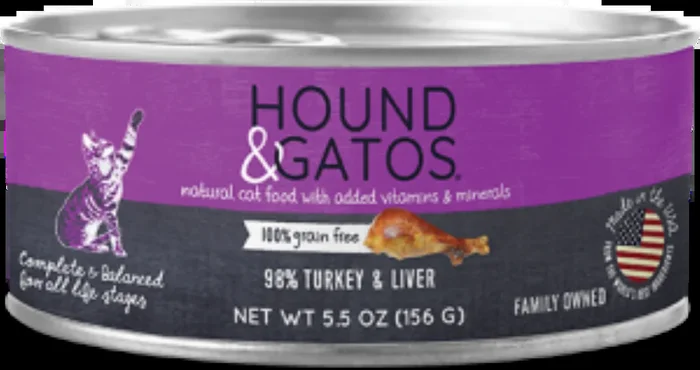 Hound & Gatos Turkey Formula Grain-Free Canned Cat Food, 5.5-oz