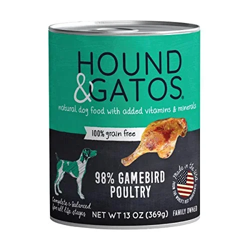 Hound and Gatos Grain-Free Gamebird Pate Canned Dog Food – 13 Oz – Case of 12
