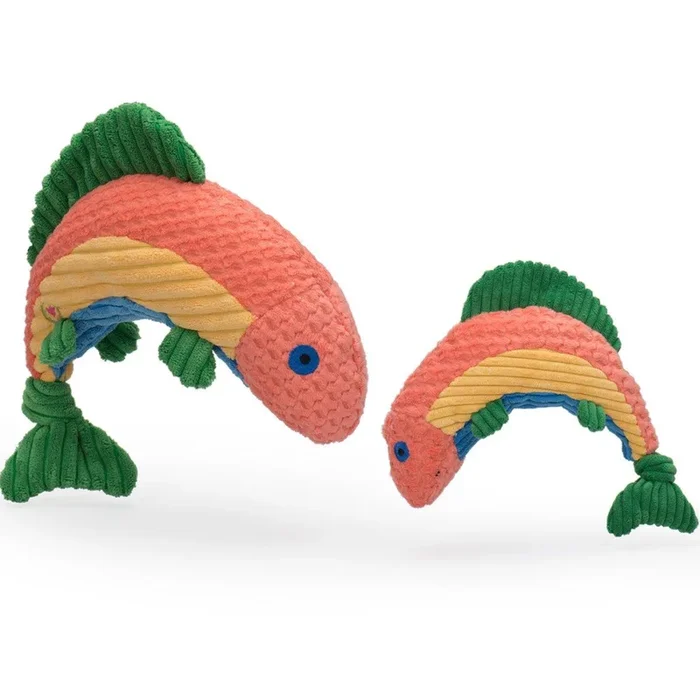 HuggleHounds Raucous Rainbow Trout Knottie Dog Toy, Small