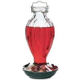 Hummingbird Feeder, Fluted Glass, 20-oz.