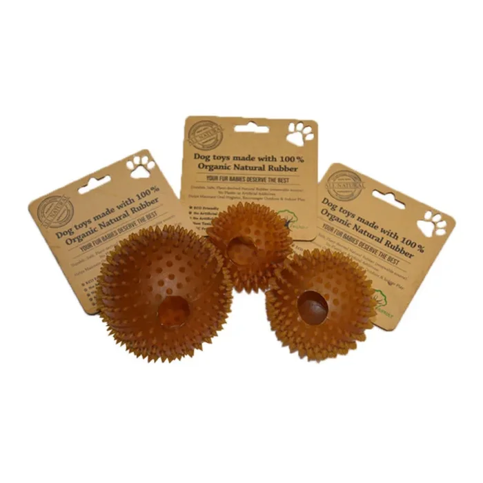 IndiPets 100% Organic Rubber Star Ball with Hole Dog Toy 4″