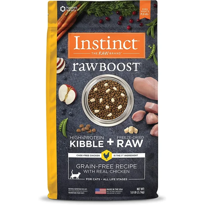 Instinct Raw Boost Raw + Kibble Dry Cat Food – Real Chicken – 5lb Bag